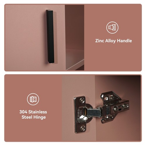 28" Schwebender Badezimmer Eck-Waschtischunterschrank mit offenem Regal Rosa Wandmontage - Bild 7 von 8