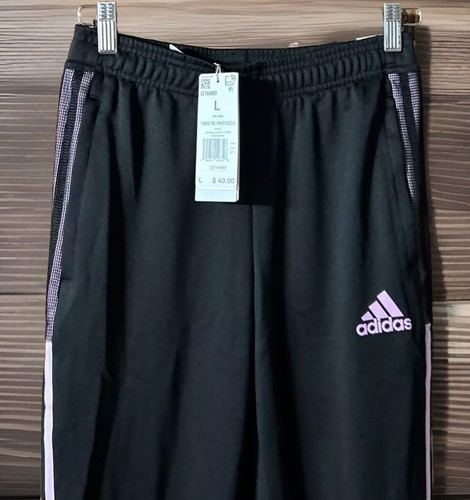 Girls NWT Adidas Tiro 21 Soccer Pants Black/ Purple Trim Sz Large 13/14 - Picture 2 of 8