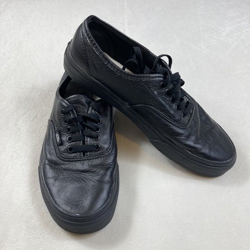 black leather lace up vans