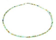 Halskette aus Chrysopras in facettierter Kugelform Ø-3mm 925er Silber Verschluss