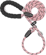 Durable Slip Lead Dog Leash with Padded Handle and Highly Reflective Threads, No