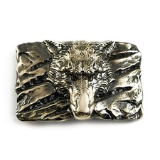German silver belt buckle "Fenrir Wolf", Animal belt buckle; Werewolf buckle