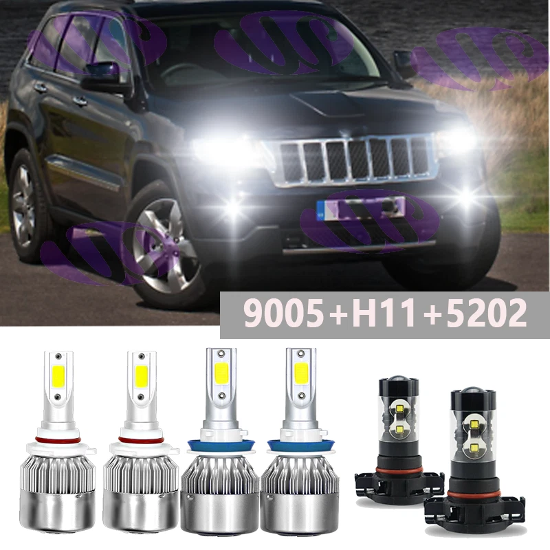 Combo LED Headlight + Fog Light Bulbs Kit For Jeep Grand Cherokee 2011 2012 2013