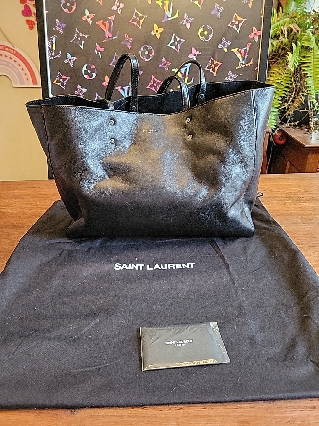 Borsa tote YSL Saint Laurent grande in pelle nera