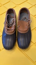 LL Bean Boots Men’s 8 Vintage Low Rubber Moccasins Made In USA Brown Leather