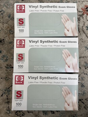 BASIC Medical Disposable Blue Vinyl Synmax Exam Gloves Powder & Latex Free Case
