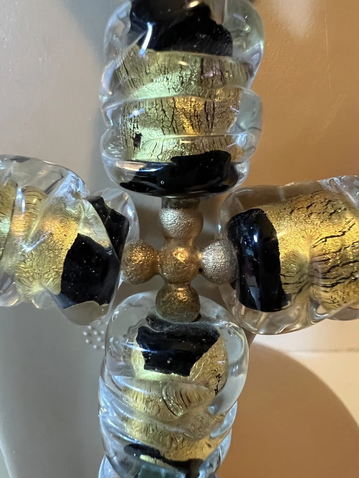 HILLARY LONDON MAJOR RUNWAY PIECE LARGE CROSS GLASS ONYX GOLD FREE SHIPPING - Image 3 of 4