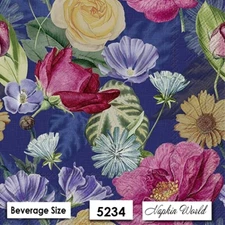 (5234) TWO Paper BEVERAGE / COCKTAIL Decoupage Art Craft Napkins - MIXED FLOWERS
