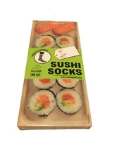 SUSHI Novelty Crew Socks 1 Pair Shoe Size M: 8-12 W: 9-14 New In Sushi Gift Box