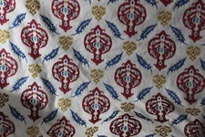 Lee Jofa, Kailar Linen, Embroidered Novelty, 52" W X BTY, Color Paprika and Blue