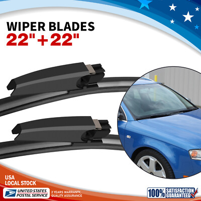 For Audi A4 Quattro 2004-2008 22'' &22'' Front L&R Windshield Flat Wiper Blade Set