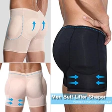 Mens Body Shaper Padded Boxer Brief Hip Enhancer Bum Lifter Shorts Booty Push Up