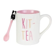 Mug With Spoon Tea Coffee Mug Gift Kit-Tea Cat Lover Gift Set For Her Novelty