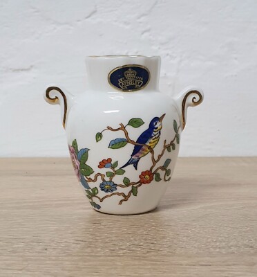 Pembroke Aynsley Vase Handgefertigt Handbemalt Weiß Goldrand Vintage 