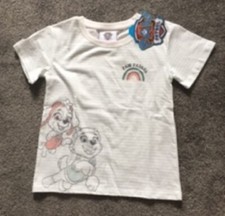 Paw Patrol - T Shirt - size 7, white with blue stripe, new, with label