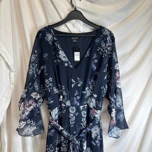 NWT City Chic Mysterious Maxi Tier Fairycore Dress Women’s XL/22 Navy Blue - Picture 8 of 18