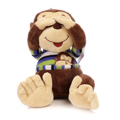 9'' MAX MONKEY Blue Shirt with See No Evil | Kid Animal Plush Toy Birthday Gift