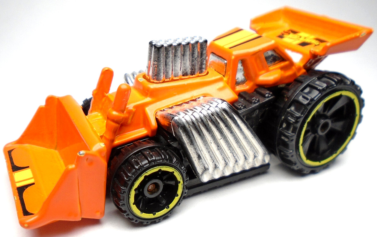 2016 HOT WHEELS SPEED DOZER ORANGE 1:64 DIECAST 2 7/8" BULL DOZER CAR W/ YELLOW