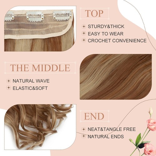 24" Rizado Una Pieza 5 Clips Clip en 3/4 Cabeza Completa Extensión de Cabello Sintético Mujer - Imagen 6 de 76