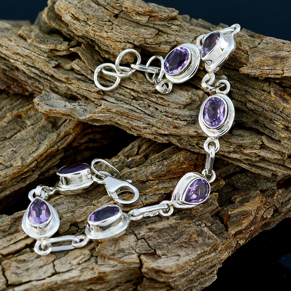 Eleganz in Lilatönen 925 Sterling Silber Amethyst Armband Lila Armband - Bild 3 von 3