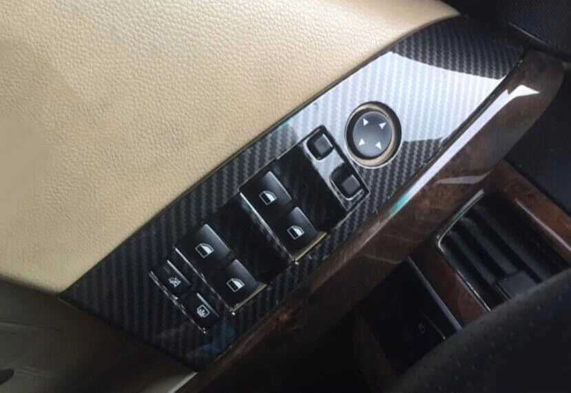 Ajuste para BMW Serie 5 2004-2005 Fibra de Carbono Puerta Ventana Interruptor Elevador Cubierta Borde Foto 4 de 4