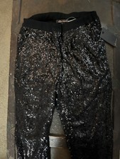Ella Moss Black Sequin Party Pants Size XS Made in the USA of Imported Fabric
