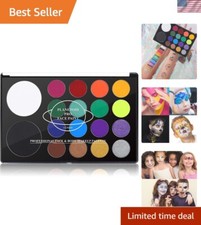 Versatile Water-Activated Face  Body Paint Palette - 18 Colors  UV Black Light