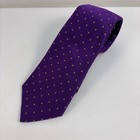 Turnbull & Asser Hand Made In England PURPLE WITH GOLD DOTS Silk Mens Necktie