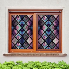 3D Purple Graphic A203 Window Film Print Sticker Cling Stained Glass UV Zoe