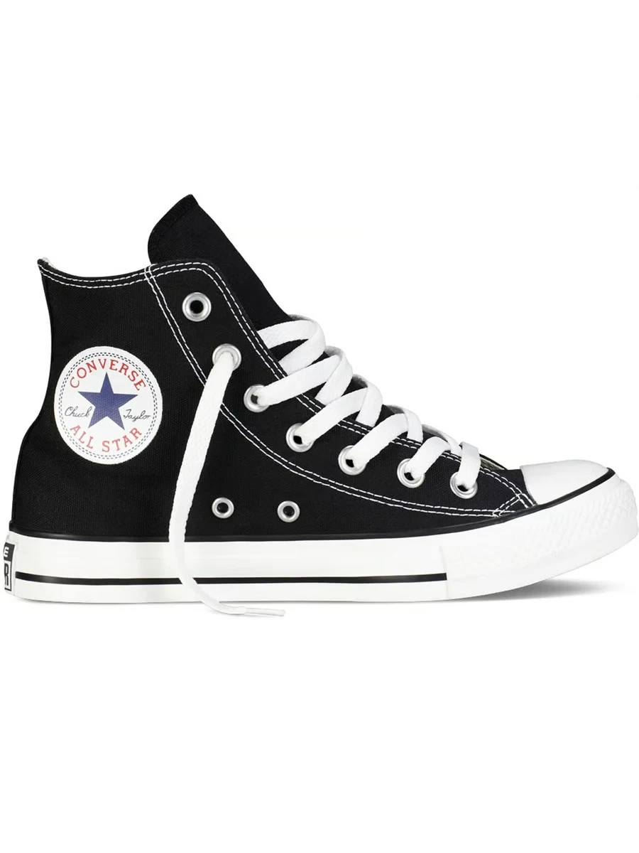 Scarpe da ginnastica alte Converse Chuck Taylor nere bianche All Star nuove