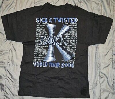 Vintage Korn Sick & Twisted Tour 2000 Bootleg Concert T Vintage Korn Sick & Twisted Tour 2000 Bootleg Concert T