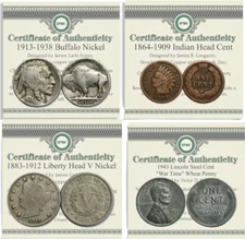 US COIN SET BUFFALO / LIBERTY V NICKEL / INDIAN HEAD / LINCOLN STEEL CENT PENNY