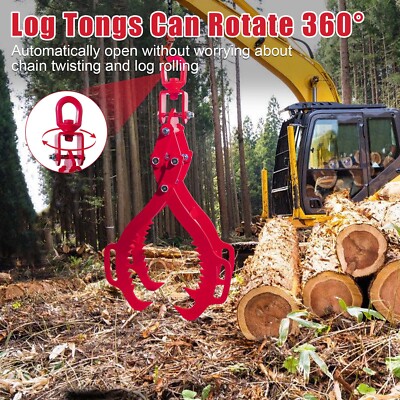 Forestry heavyduty Grapple 28in Opening Timber Log Lifting Logging Tongs Grabber
