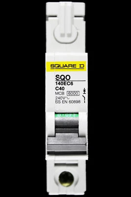 SQUARE D 40 AMP CURVE C 6kA MCB CIRCUIT BREAKER SQO 140EC6