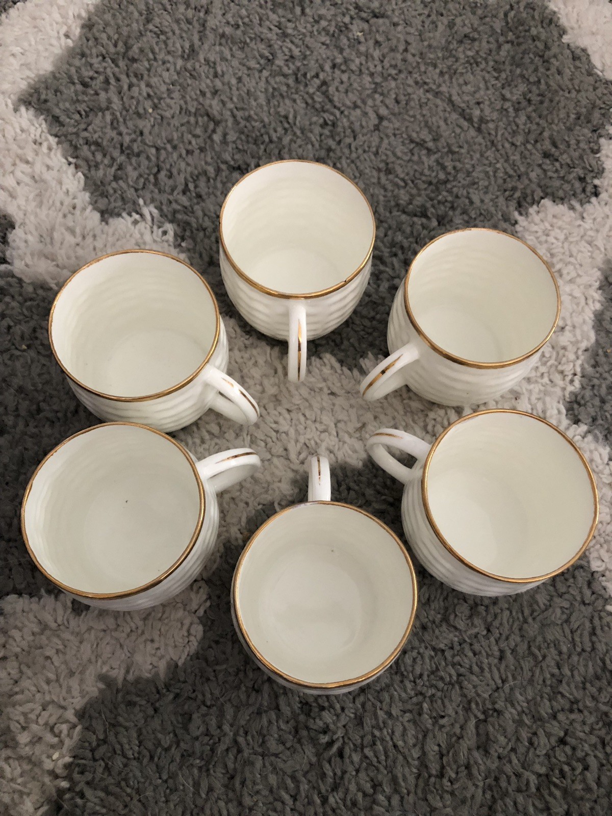 Vintage Hitkari Potteries Bone White Teacups Gold Trim China Tea Cup