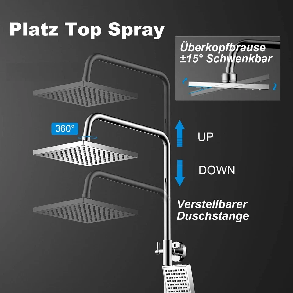 Duschset mit Armatur Duschsystem Einhebelmischer Duscharmatur Verstellbare Dusch - Bild 3 von 4