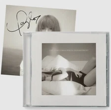 TAYLOR SWIFT TORTURED POETS DEPARTMENT CD + BONUS TRACK HAND SIGNED PHOTO SEALED