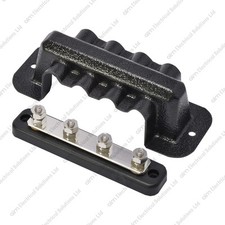 4 Way 100A Bus Bar & Cover 4x5mm Studs - 12v 24v Power Distribution Block 