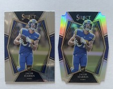 (2) 2021 Select Jacob Harris Premier Level Silver Prizm Die-Cut + Base Rookie RC