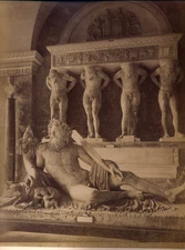 SET OF TWO ALBUMEN PHOTOS OF BEAUTIFUL SCULPTURES AT LOUVRE   ROME MUSEUMS
