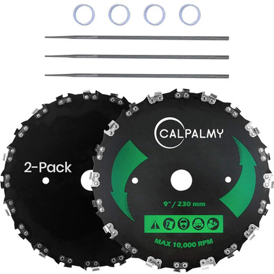 (2-Set) 9'' X 20T Chainsaw Tooth Brush Blades - Weed Eater Saw Blade Kit with 2 C