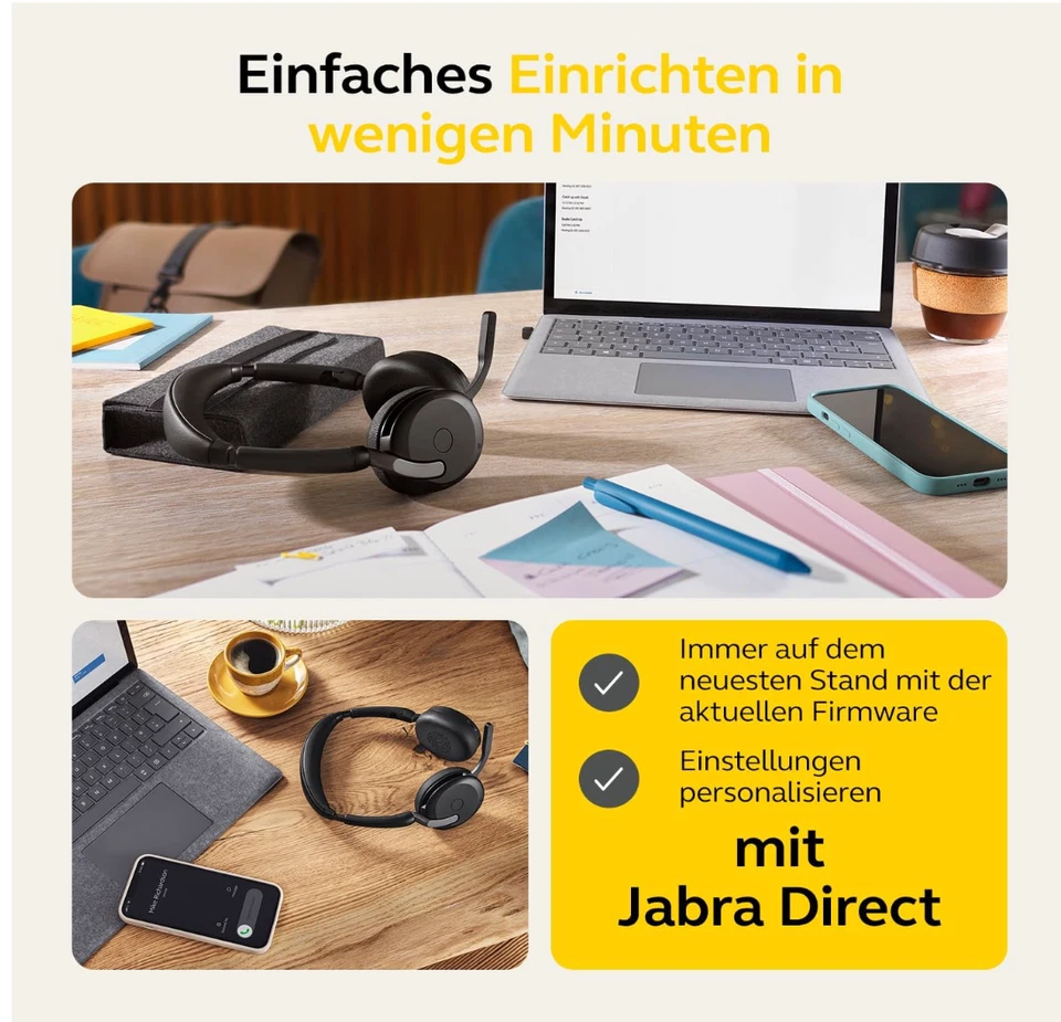 Jabra Evolve2 65 Flex Stereo USB Headset USB-C inkl Wireless-Charger *OHNE STICK - Bild 4 von 4