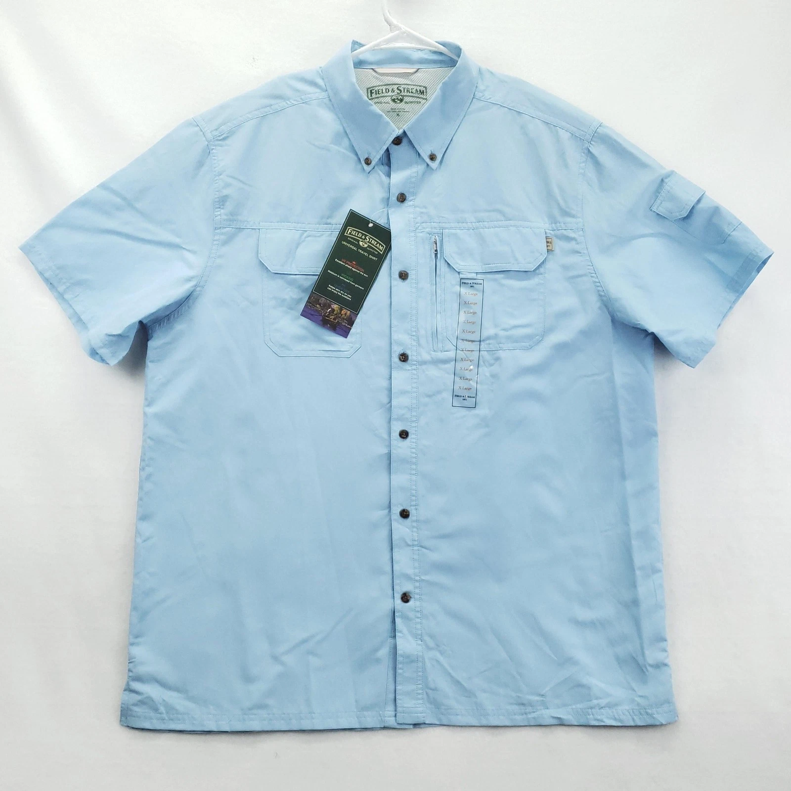 NEW Field & Stream Shirt Men XL Short Sleeve Travel UV Protection Outdoor Hiking