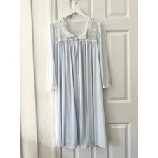 Miss Elaine Chiffon Peignor Set Vintage 50s Nightgown Robe Rosette Small/Medium 