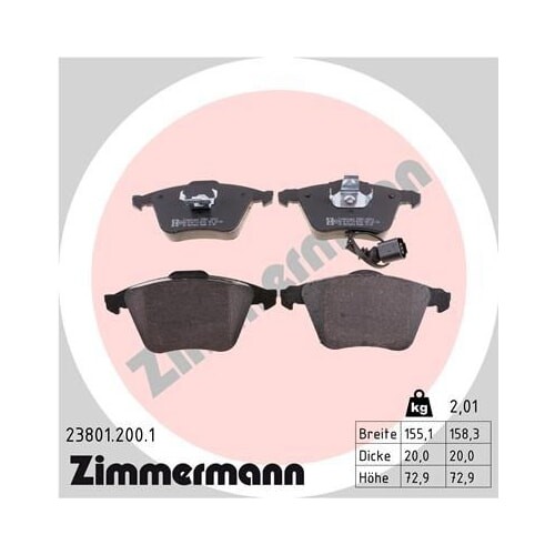Zimmermann BremsbeläGe Vorderachse FüR VW Golf Audi Skoda Seat-image