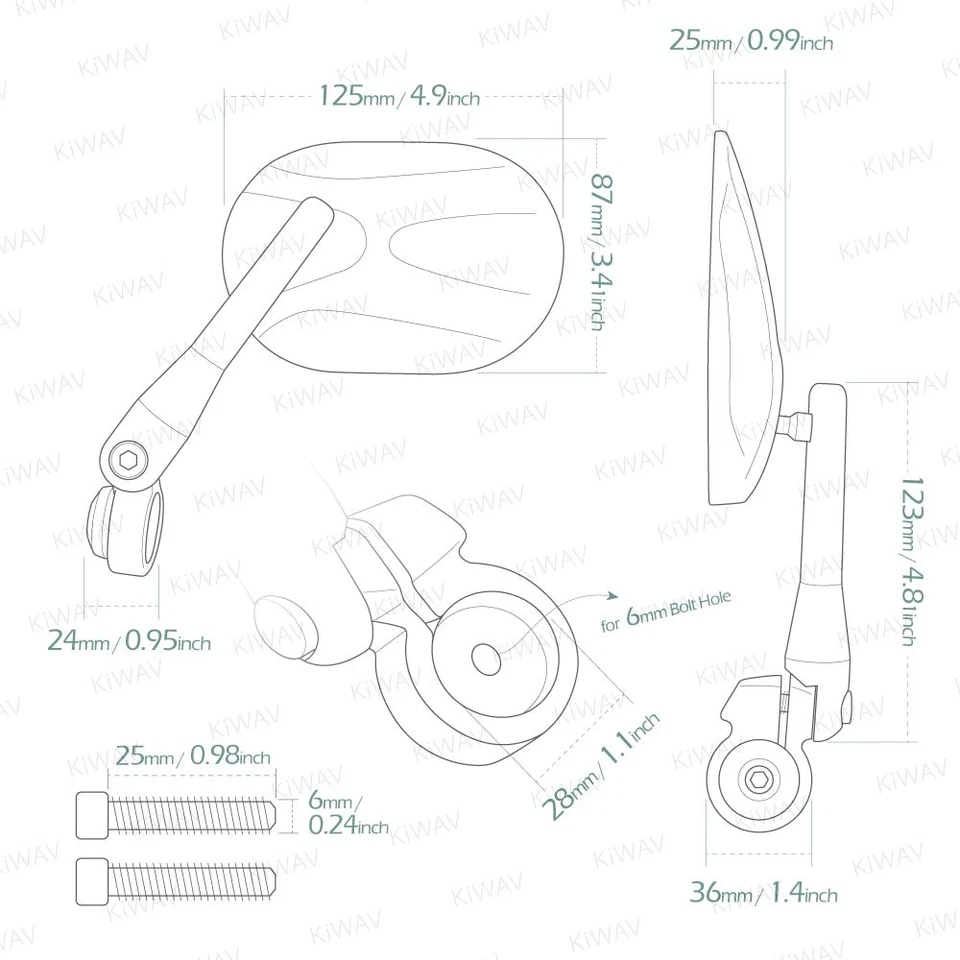Espejos retrovisores de extremo de barra STARK ovalados negros se adapta a Moto Guzzi V7 piedra roscada OEM barra Foto 2 de 4