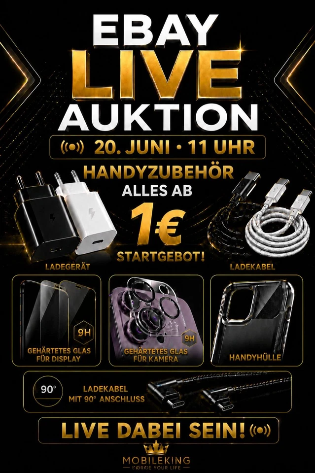 Alles ab 1€ live Auktionen: iPhone,  Samsung, Huawei, Xiaomi Handyzubehör