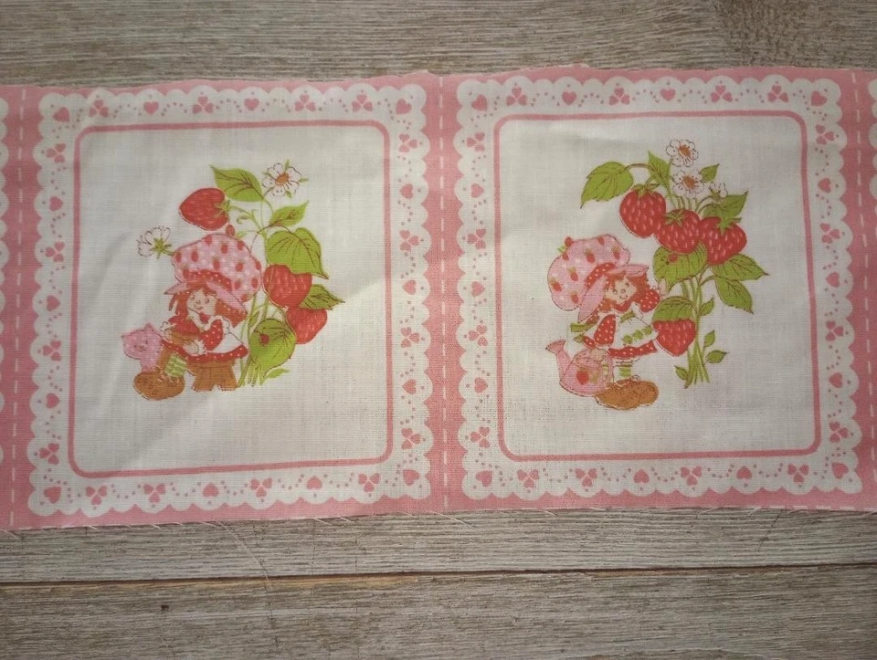 creme de tecido divertido vintage morango shortcake peça infantil 10 x 5 polegadas - Imagem 2 de 2