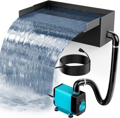 Pond Waterfall Spillway with Pump Kit, 304 Stainless Steel Pond Waterfall Box, P