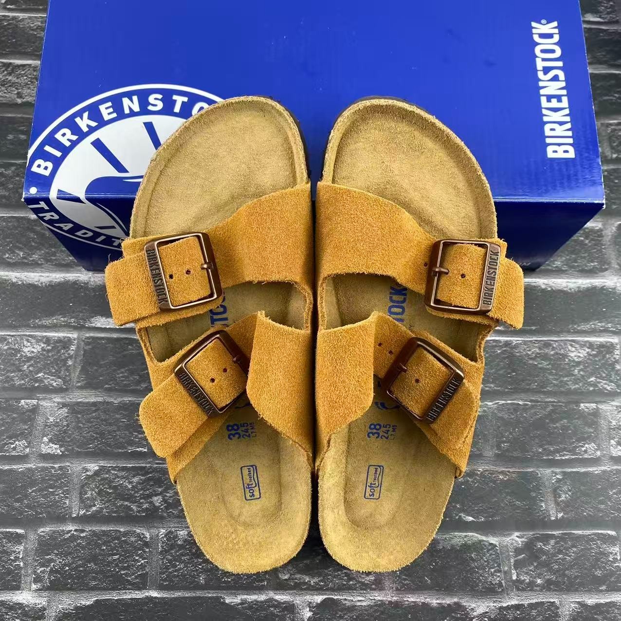 New Birkenstock Arizona Mink Suede Leather Soft Footbed Unisex Sandals EU 37-45